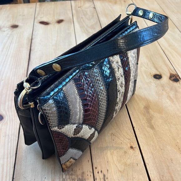 70s “Bags by Supreme” Exotic Patchwork Genuine Snakeskin/Python/Lizard Hand-Bag - Picture 8 of 16
